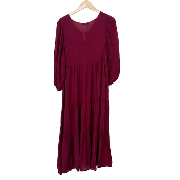 Young Fabulous & Broke Red Boho Tiered Midi Dress Sz XS - Picture 6 of 6